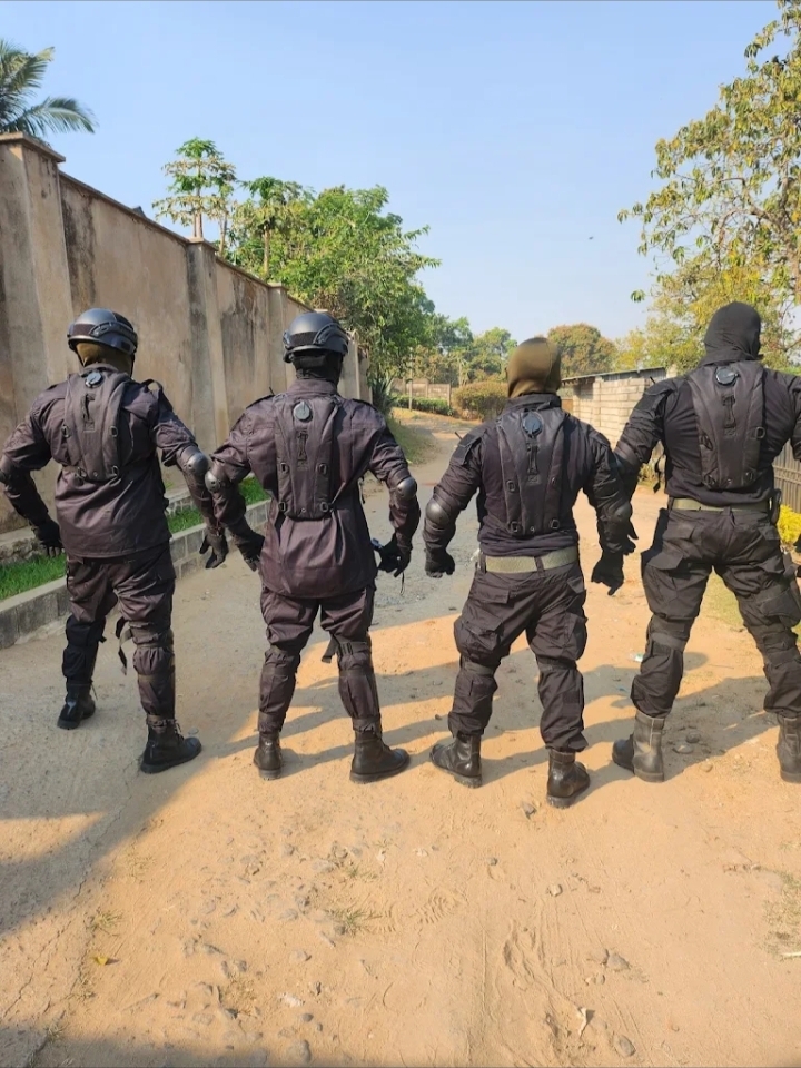 Tactical response officers of UK Security Services on patrol